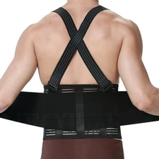 NeoTech Care Adjustable Back Brace Lumbar Support Belt with Suspenders, Black...