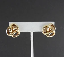 Vintage NABCO Earrings Solid 14K Gold Love Knot Statement Jewelry Stud Modernist