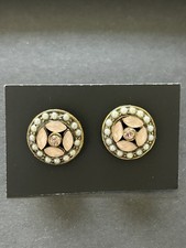 Vintage Ornate Floral Blush Pink Marquise Small Pearls Round Stud Earrings 