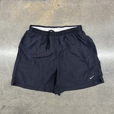 Vintage Nike Nylon Short Black Swoosh Size Medium 8-10 Youth 90s Y2K Pockets