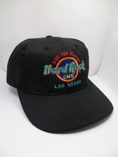 Vintage Hard Rock Cafe Las Vegas Black Adjustable Snapback Cap / Hat Made In USA