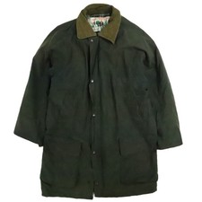 Vintage Waxed Coat Jacket Size Large Green England