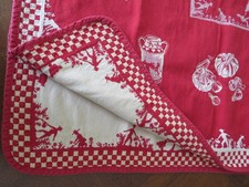 GARDEN MOTIF REVERSABLE WOVEN TABLE CLOTH Thick 30.5" x 30.5" Square Red/White