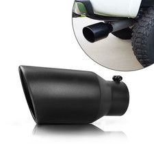 4 Inlet 6 Outlet 12 Long Exhaust Tip Rear Tailpipe Rolled Edge Powder-coated