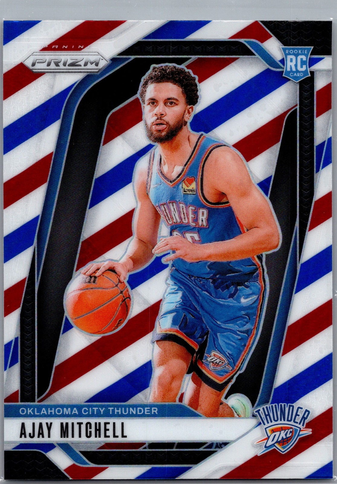 2024-25 Panini Prizm #226 Ajay Mitchell Prizms Red White and Blue