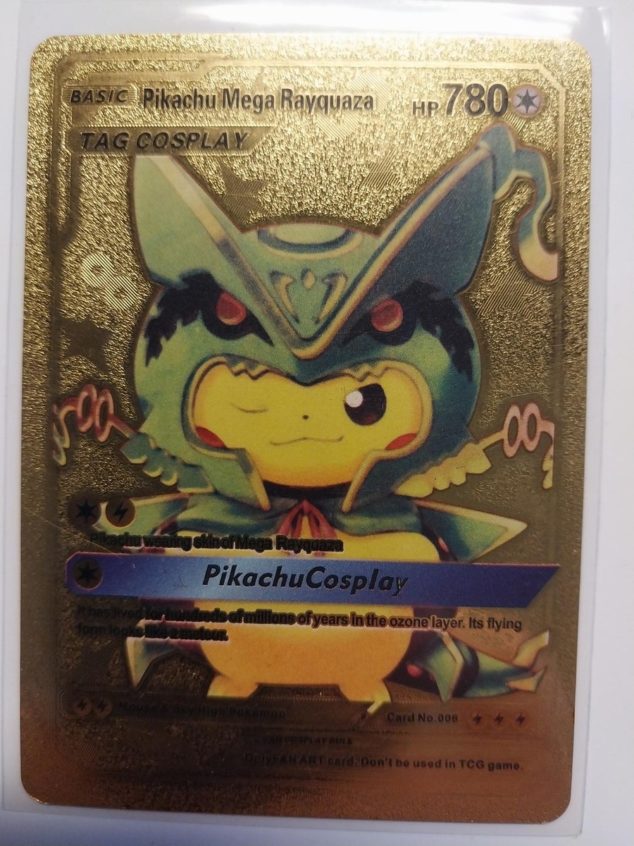 RAYQUAZA PONCHO-WEARING PIKACHU - (GOLD FOIL FAN ART) POKEMON LP