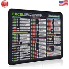 Excel Cheat Sheet Desk Pad | Shortcuts Mousepad for Excel | PC Office Spreadshee
