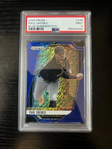 Paul Skenes 2025 Panini Prizm Blue Shimmer FOTL 6/15 #248 Pirates PSA 9 POP 3