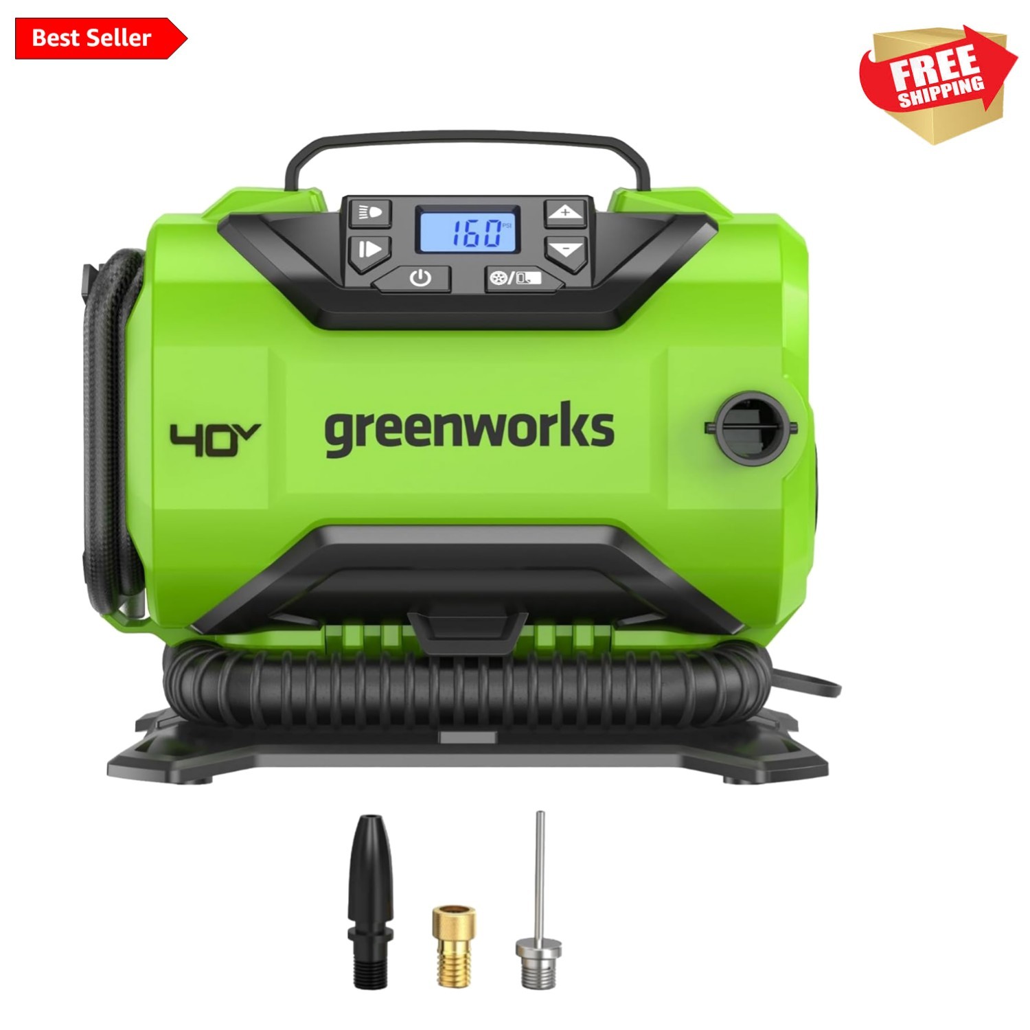 40V Cordless Tire Inflator, 160 PSI Portable Air Compressor,