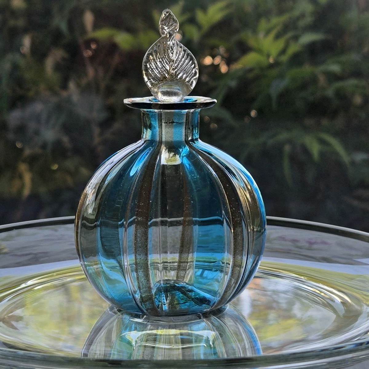 MCM Bucella Cristalli Murano Italy Blue Gold Art Glass