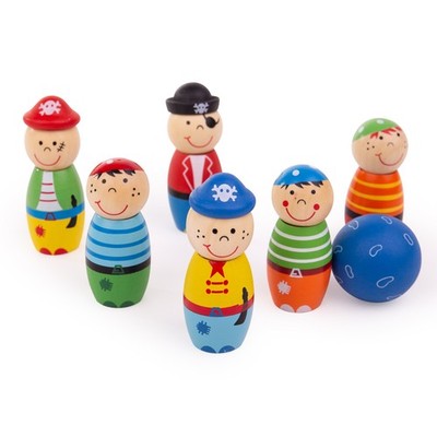 Bigjigs Toys Holz Mini Piraten Kegeln Bowling Set Spiel