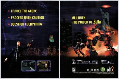 Deus Ex - PC Game - Vintage Original Print Ad/Poster 3dfx Promo Art 2000