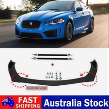 For Jaguar XE XF XFR XFR-S XJ Gloss Black Front Bumper Lip Splitter + Strut Rod