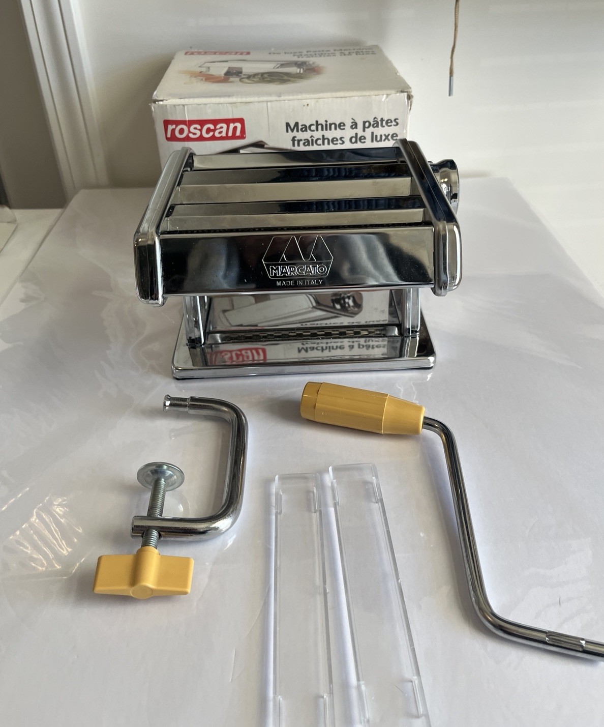 Marcato Roscan DeLuxe 150 Pasta Roller Machine Hand Crank No