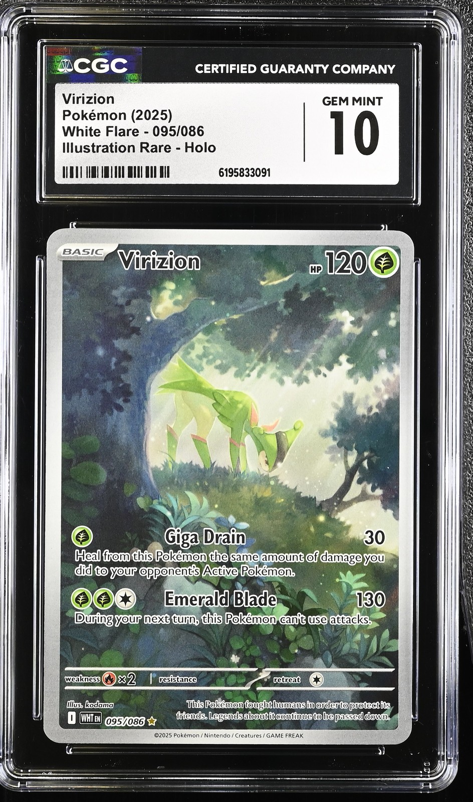 Virizion 095/086 Illustration Rare Holo White Flare Pokemon CGC 10 Gem Mint