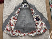 William Hunt Saville Row Grey Check Three Piece Suit Size 46 W40 NWOT RRP £775
