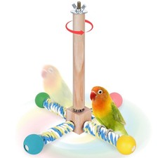 Bird Perch Toy, Parrot 360  Interactive Rotating Toy for Parakeets - Natural ...