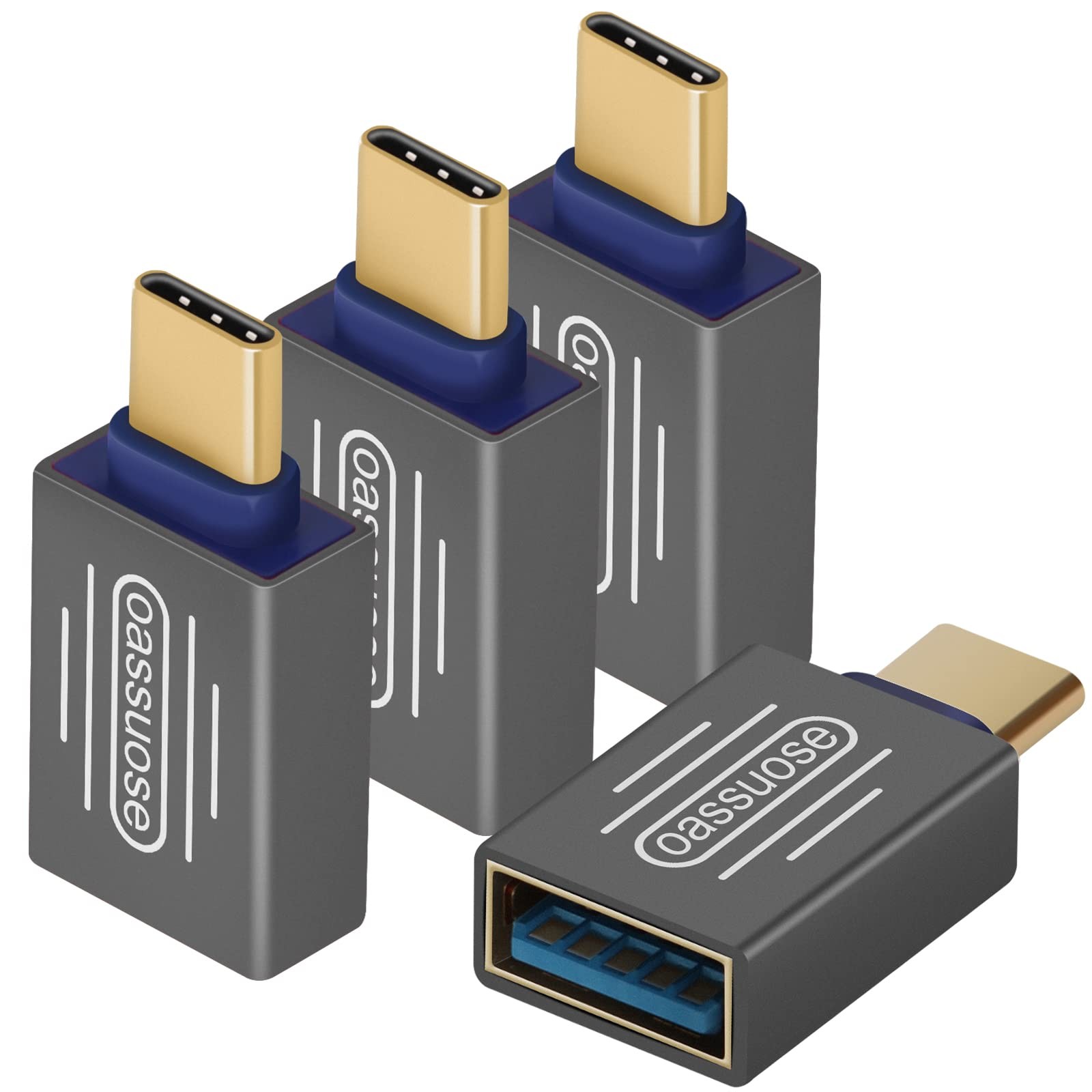 4-Pack Gold-Plated USB C to USB 3.0 Adapter, Type-C Male to Female