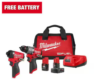 12V Li-Ion Brushless Hammer Drill/Impact Driver Combo Kit w/ Batteries and Bag