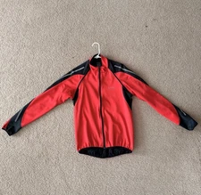 Gore Bike Wear Windstopper Soft Shell Jacket Mens LARGE Red Reflective Cycling