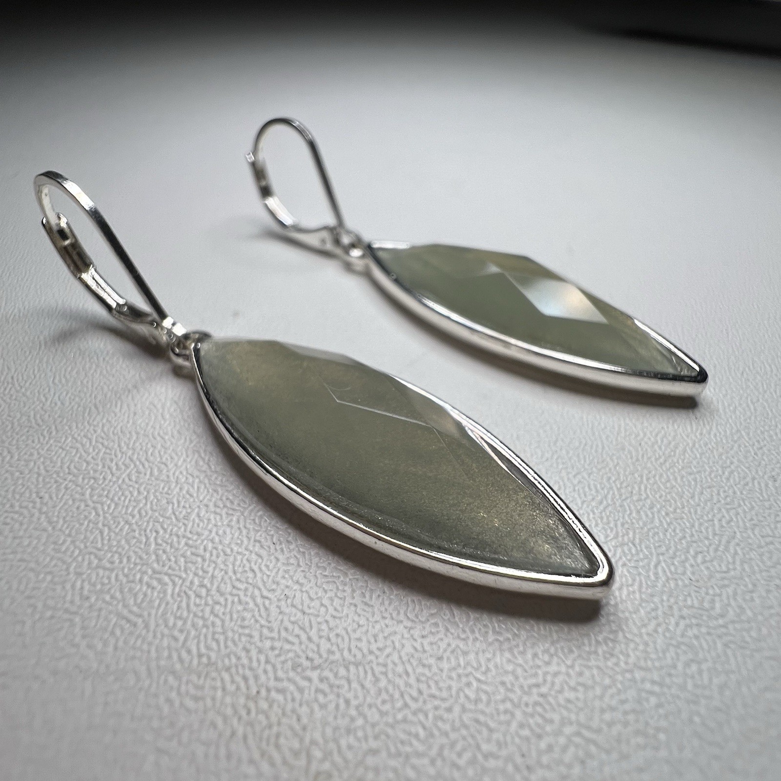 Faceted Labradorite Gemstone Silver Plated Dangle… - image 1