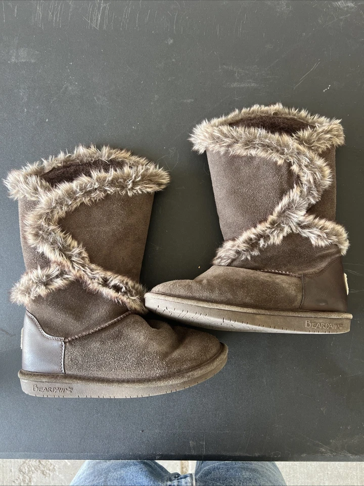 BearPaw Mujer Talla 10 U S Nuevo Terri Vaca Gamuza Marrón Botas Cálidas Forro de Lana  Foto 2 de 4