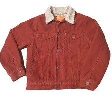 Levi's Corduroy Sherpa Lined Trucker Jacket Rust Youth Size Medium 10/12