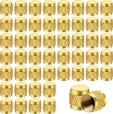 1/4 Flare Cap, Round Brass W/Neoprene O Ring Seal HVAC Valve Caps(50 yellow 