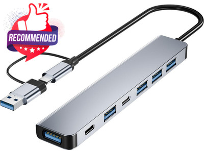 Aluminum 7 In 1 Usb C & Usb Hub With Usb 3.0, Usb 2.0 Ports For