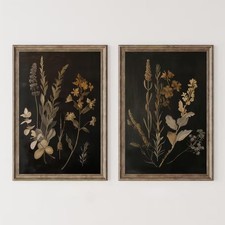 Vintage Floral Wall Art Decor Black Botanical Canvas Art Moody Flower Wall Ar...