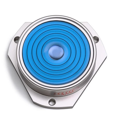 Niveau à bulle circulaire métallique à bride, bleu, diamètre 42mm - Photo 1/4