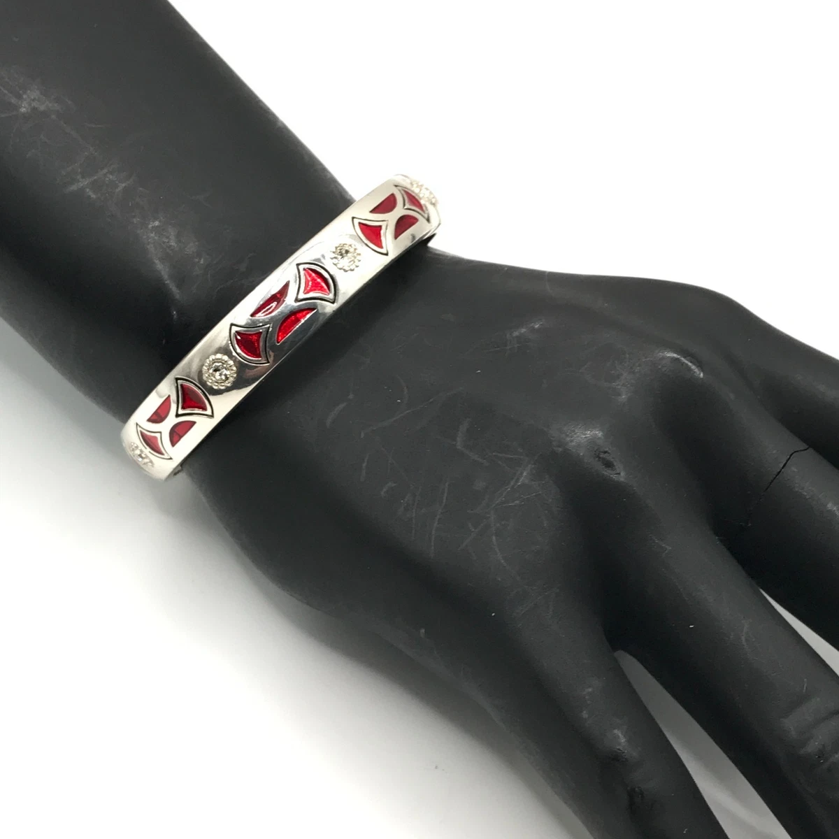 Porte-téléphone Bracelet Brighton En Cuir Rouge - Excellente Condition, Accents Argent
