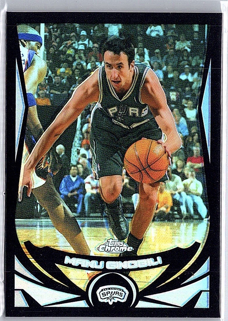 2004-05 Topps Chrome Black Refractor 343/500 Manu Ginobili #60 NM