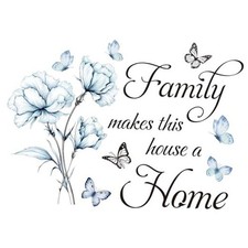 Family Quote Wall Decals with Floral, Family Makes This Blue Flowers Quotes