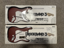Rock Band 3 Wireless Fender Stratocaster Guitars Red for Wii and PC + Dongles X2