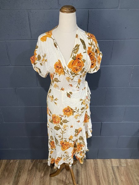 IRIS MAXI Wrap Dress Size S Rayon Midi Floral Boho Summer Beach
