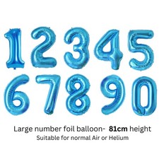 Blue Foil Balloons Numbers 32inch 81cm AGE Party Birthday Balloon Decoration UK