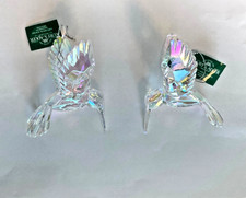 Set of 2 Crystal Look Flying Hummingbird ornaments, iridescent acrylic NWT