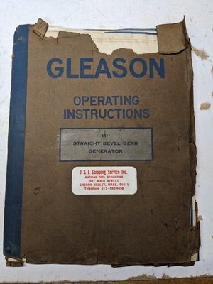 GLEASON 11  AUTOMATIC BEVEL GEAR PLANER OPERATOR SERVICE MANUAL SHOP TOOL 1920