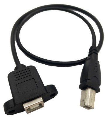 USB 2.0 Type B Male to Female Extension Cable Panel Mount Screw 50cm/20 In