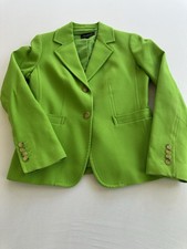 Talbots Women's Green 100 Cotton Blazer Button Pockets Lined Collared Sz 4