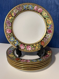 RARE Antique Spode B233 for Tiffany & Co. Floral Roses Dinner Plate (6x)