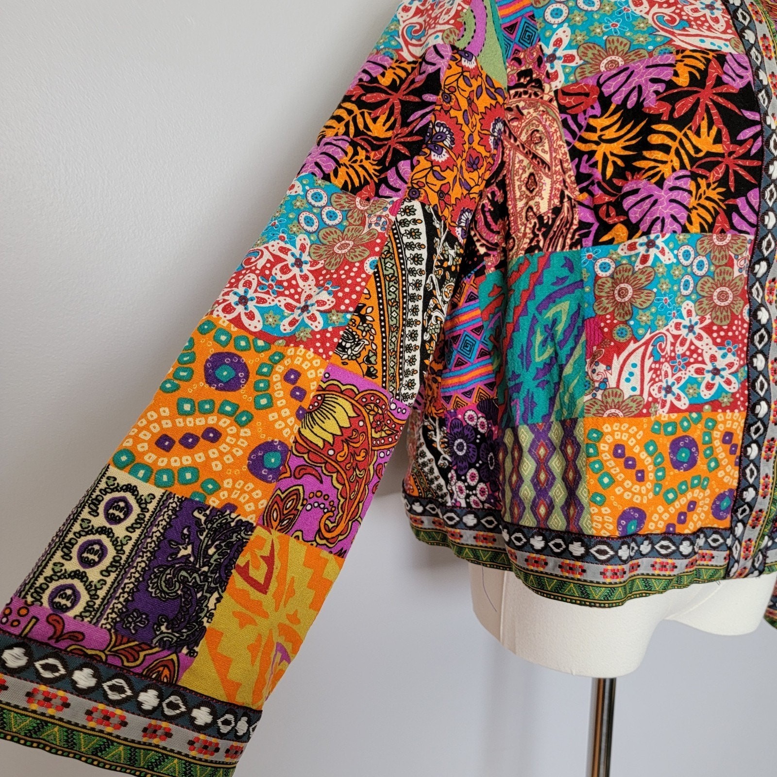 Emery Rose Patchwork Jacket Blazer 100% Cotton Sz… - image 2