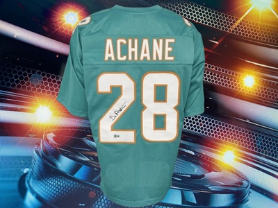 #ad #ad DE#x27;VON ACHANE AUTOGRAPHED CUSTOM MIAMI DOLPHINS TEAL JERSEY COA BECKETT $103.20
