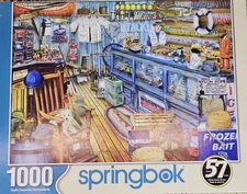 Springbok's 1000 Piece Jigsaw Puzzle "The Bait Shop" 24" x 30" Complete