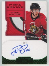 2012-13 Panini Dominion red auto 1/5 Patrick Wiercioch Rookie Auto Patch 3