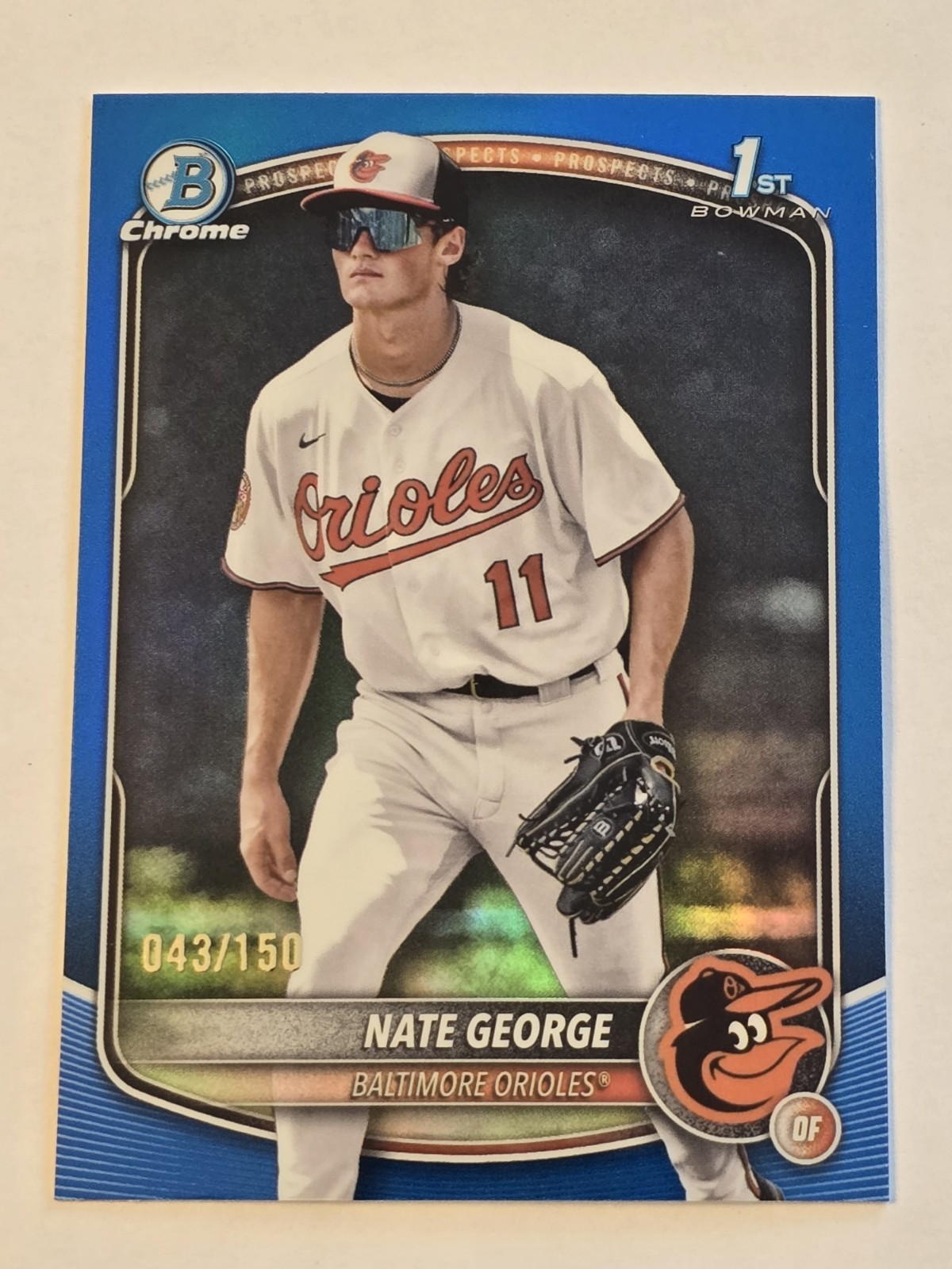 Nate George 2025 Bowman Chrome 1st Chrome Blue Refractor /150 #BCP-184 Orioles