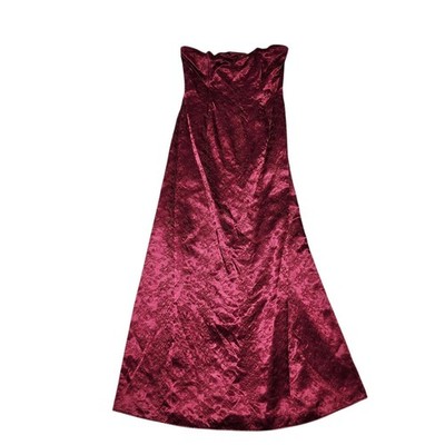 Jessica McClintock Gown Womens 10 Burgundy Strapless Floral Jacquard Formal