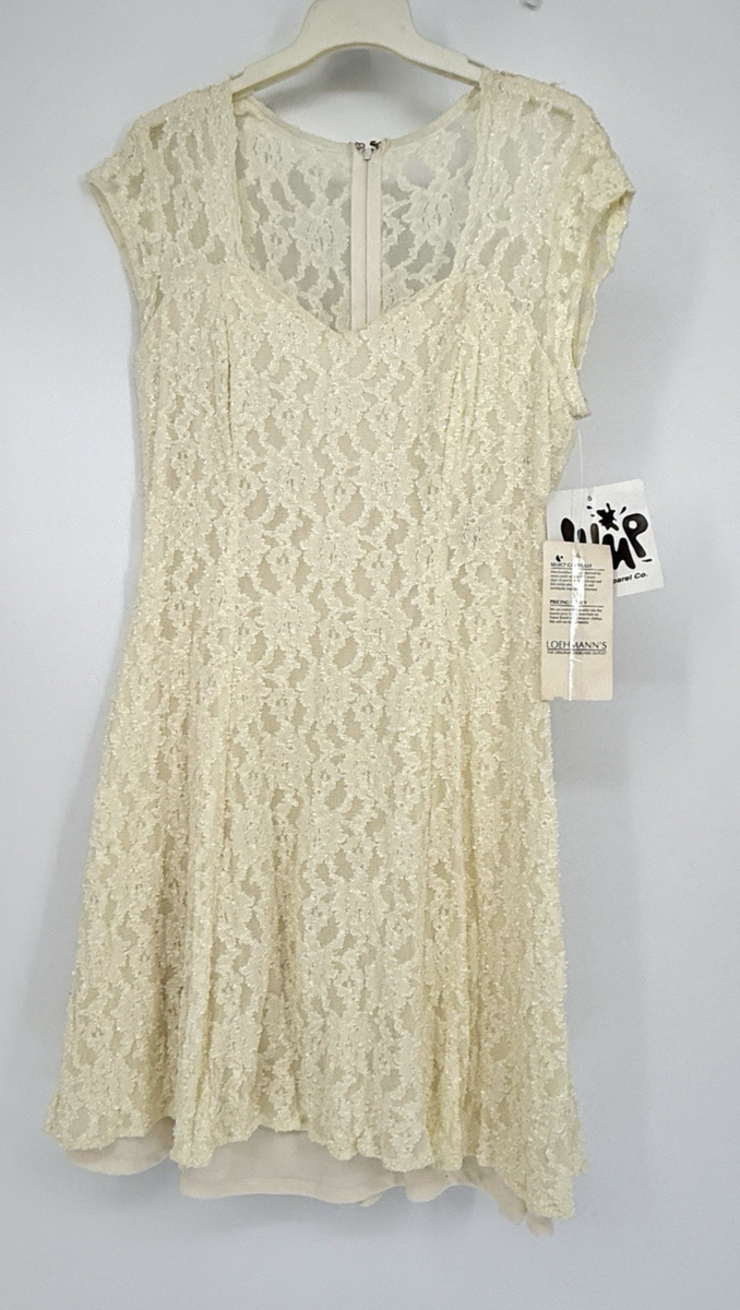 VTG JUMP Cream Lace Fit & Flare Dress Bridal Shower Cottagecore Romantic |  eBay