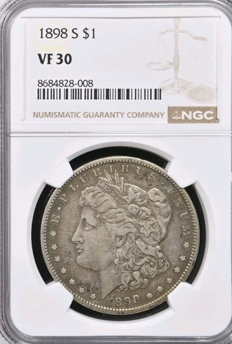 1898 S Morgan Silver Dollar NGC VF30 Bx 1 44